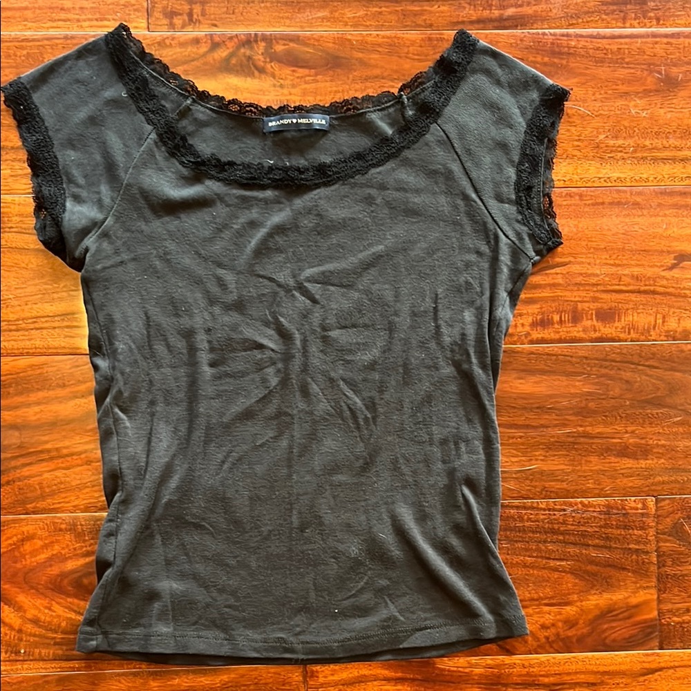 Brandy Melville Gray Fitted Cap Sleeve Tee